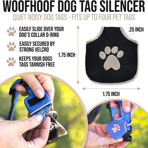 Funda Silenciadora de Placa para Perro con Diseño de Pata Bordada Protector de Reducción de Ruido Accesorio para Mascotas