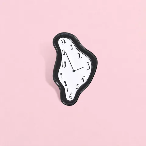 Broche de Metal de Reloj Derretido Surrealista de Salvador Dalí Pin de Esmalte de Arte Vintage para Ropa y Bolsos