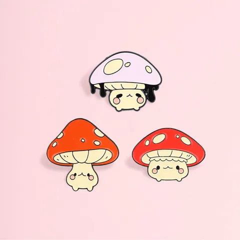 Cartoon Anthropomorphic Mushroom Metal Brooch Cute Enamel Pin Fun Mushroom Character Badge For Clothing Backpack Accessories Gift