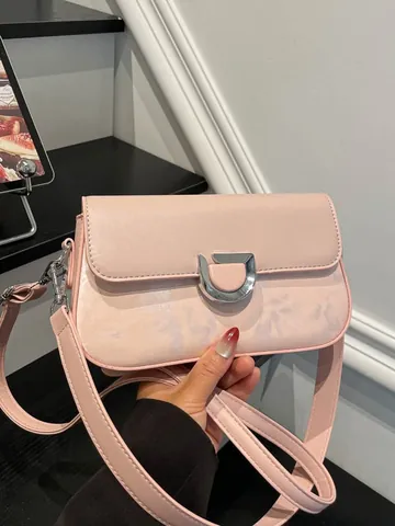 Damen Koreanisch Minimalistisch PU Leder Kleine Quadratische Umhängetasche Vielseitige Schultertasche Mit D-Ring Schnalle Patchwork Marmor Textur Pendeln Handtasche