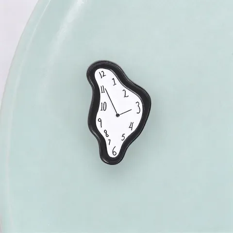 Broche de Metal de Reloj Derretido Surrealista de Salvador Dalí Pin de Esmalte de Arte Vintage para Ropa y Bolsos
