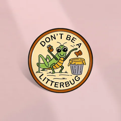 Épinglette en Émail Créative Insecte de Dessin Animé Protection de l'Environnement Sauterelle Badge en Métal Broche Don't Be A Litterbug Cadeau Bijoux Unisexe