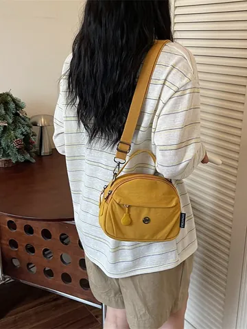 Bolso Bandolera de Nailon a la Moda para Mujer Bolso de Mano Pequeño Plisado Casual Versátil Bolso de Hombro Color Sólido