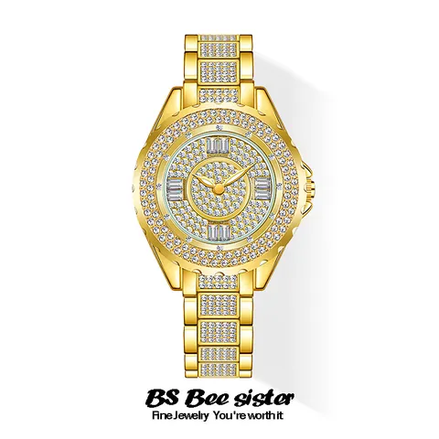Luxus Damen Uhr Voll Strass Legierung Armband Quarz Armbanduhr Für Damen Gold Silber Roségold Elegante Mode Kleid Uhr