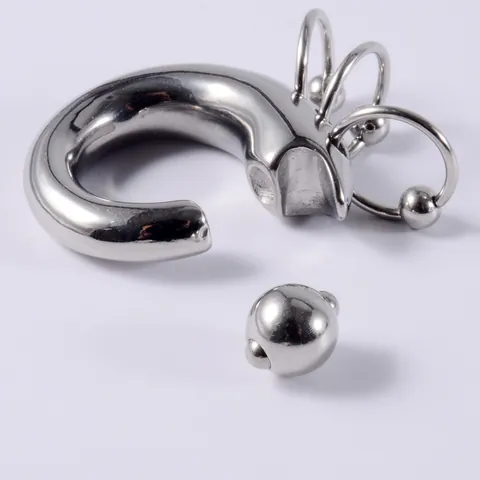 Stainless Steel Captive Bead Ring Heavy Gauge 3-6mm Punk Nose Hoop Earrings Piercing Jewelry With 3 Hanging Rings For Unisex