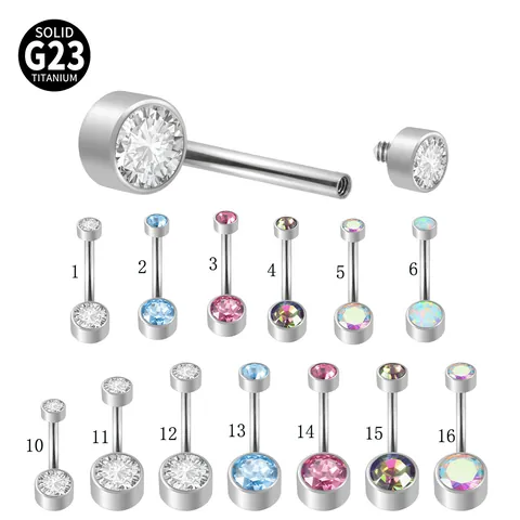 Solid G23 Titanium Internally Threaded Navel Ring Cubic Zirconia Synthetic Opal Curved Barbell Belly Piercing Jewelry For Women