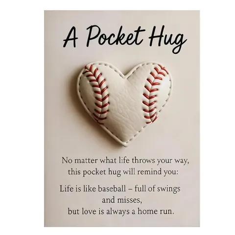 Σετ Δώρου Pocket Hug με Θέμα Αθλητισμό Καρδιά από Δέρμα PU Μπέιζμπολ Ποδόσφαιρο Γκολφ Αναμνηστικό Με Εμπνευσμένη Κάρτα