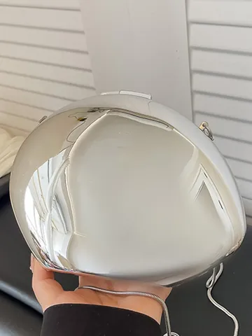 Borsa da Sera a Specchio in Acrilico a Conchiglia per Donna Clutch Metalliche Con Tracolla a Catena Pochette per Feste Design Elegante