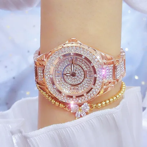Luxus Damen Uhr Voll Strass Legierung Armband Quarz Armbanduhr Für Damen Gold Silber Roségold Elegante Mode Kleid Uhr