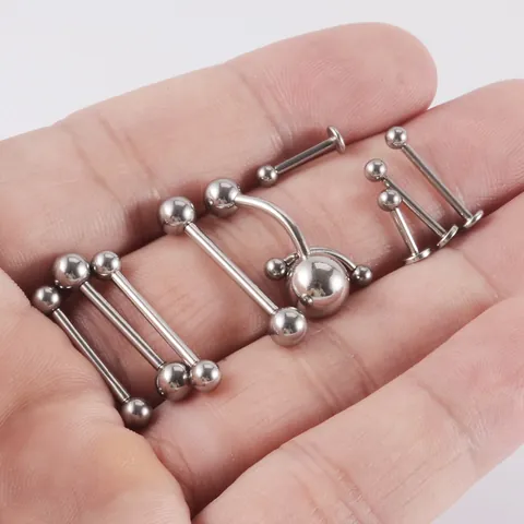 Internally Threaded Stainless Steel Labret Stud Lip Eyebrow Piercing Belly Tongue Ring Body Jewelry For Women Men