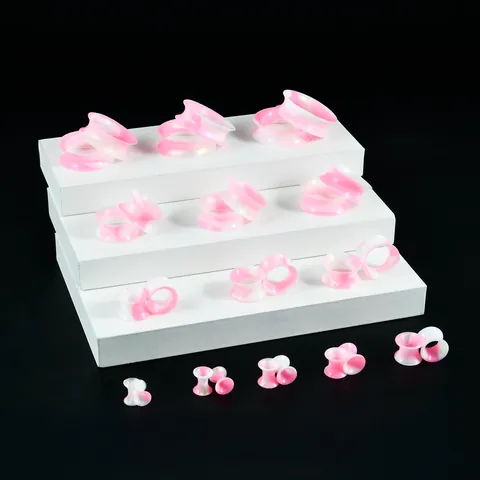 Soft Silicone Hollow Pulley Ear Tunnels Mixed Marble Color Ear Gauges Piercing Stretching Kit Unisex Body Jewelry Accessories
