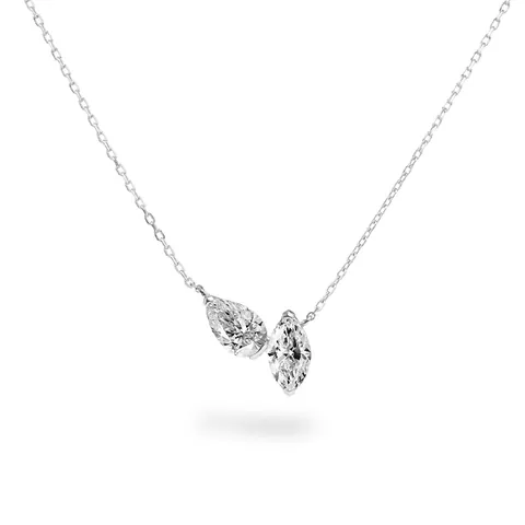 925 Sterling Silver Necklace For Women Gold Plated Marquise Pear Cut Rhinestone Pendant Light Luxury Minimalist Neck Chain Jewelry Gift