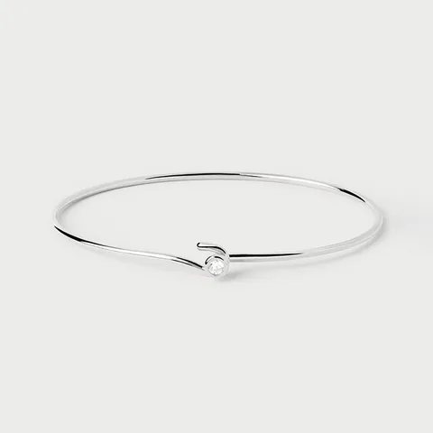 Bracelet Jonc Mince en Argent Sterling 925 pour Femmes Minimaliste Zirconia Incrusté Or Argent Bracelet Ouvert Crochet Bijoux Cadeau