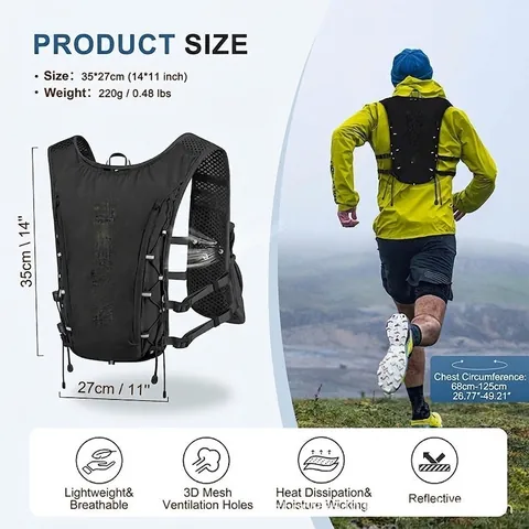 Lightweight Reflective Running Vest Backpack Hydration Pack For Men Women Breathable Cycling Marathon Trail Running Vest