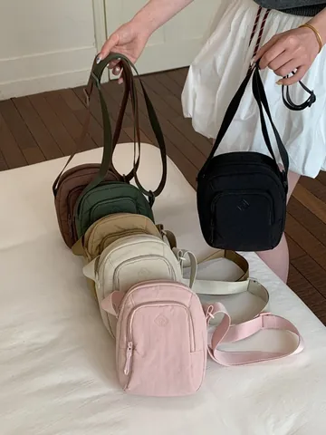 Bolso Bandolera Mini de Tela Casual para Mujer Color Sólido Ligero Bolso para Teléfono Con Correa Ajustable De Viaje