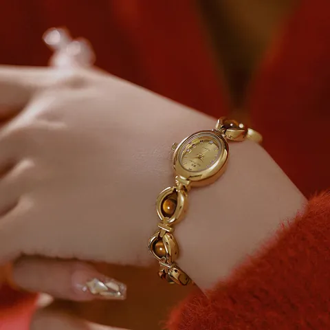 Reloj de Pulsera BS Bee Sister para Mujer Retro de Piedra Ojo de Tigre Oro Aleación Lujo Diamante de Imitación Ovalado de Cuarzo Regalo de Navidad Año Nuevo FA1685