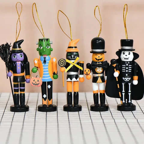 Schiaccianoci di Halloween Figure in Legno Strega Scheletro Zucca Frankenstein Marionetta Collezione Decorazione Tavola