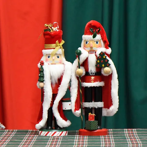 Marionetta Tradizionale Schiaccianoci Babbo Natale in Legno Massiccio Dipinto Con Confezione Regalo Decorazione Natalizia Casa
