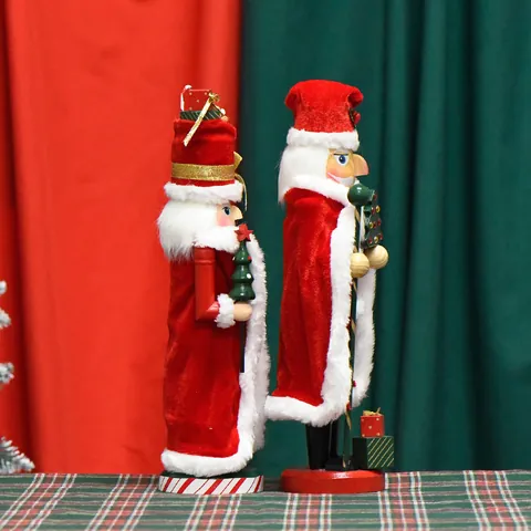 Marionetta Tradizionale Schiaccianoci Babbo Natale in Legno Massiccio Dipinto Con Confezione Regalo Decorazione Natalizia Casa