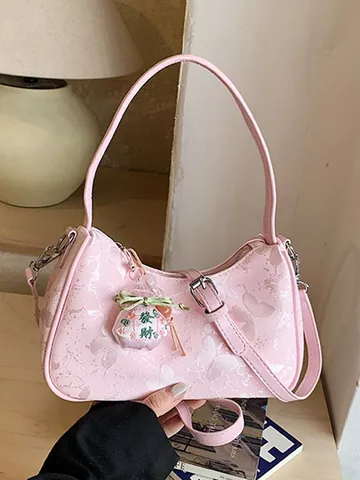 Borsa da Ascella in Jacquard con Farfalla in Nuovo Stile Cinese Borsa a Tracolla da Donna alla Moda Borsa Dumpling in Pelle PU Pendolare