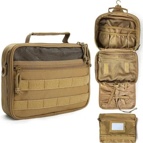 Tactical Hanging Toiletry Bag Large Capacity Oxford Cloth Travel Makeup Organizer With Hook Portable Storage Bag For Men Women Outdoor Camping Hiking