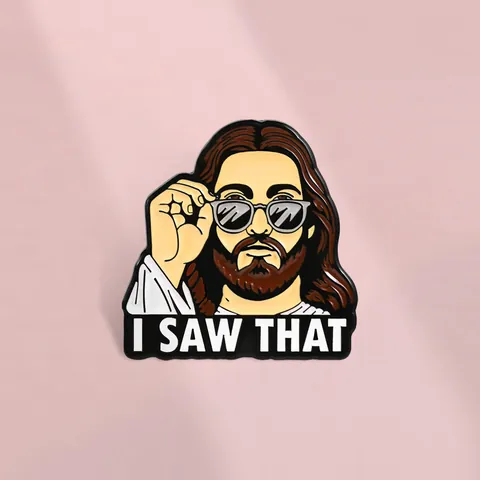 Funny Humorous Sunglasses Character Zinc Alloy Brooch I Saw That English Slogan Cartoon Enamel Pin Badge For Backpack Clothing
