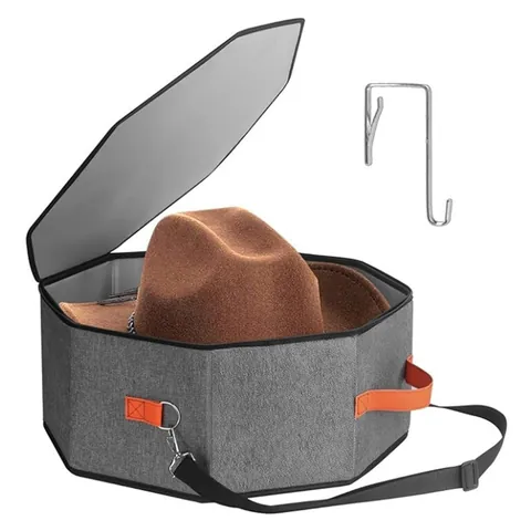 Portable Hat Storage Box Oxford Cloth Travel Hat Case Dustproof Carrier Bag With Shoulder Strap And Hook For Cowboy Fedora Hat