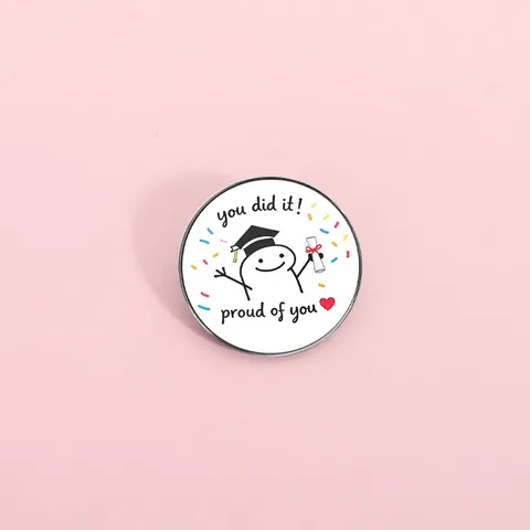 Zinc Alloy Cartoon Figure Graduation Brooch Minimalist Enamel Pin With Mortarboard For Hat Coat Apparel Student Gift Jewelry