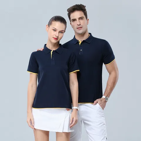 Polo da Uomo a Contrasto Manica Corta Traspirante Doppio Orlo Giuntato Uniforme da Lavoro Sportiva Casual Business Fashion Top
