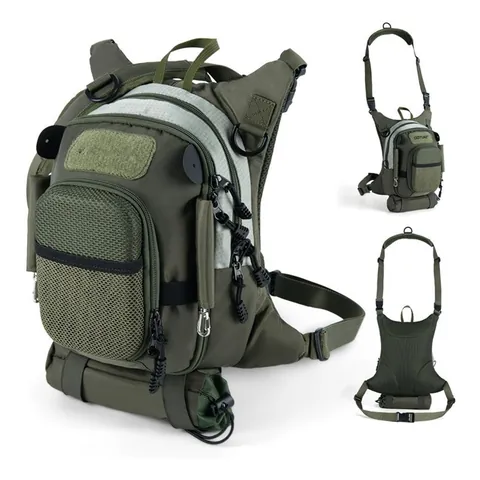 Multifunctional Fly Fishing Chest Bag Lightweight Portable Fishing Gear Storage Pack Water Resistant Army Green Outdoor Waist Bag