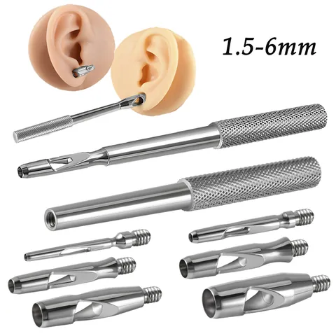 316L Stainless Steel Body Piercing Tools Skin Puncher Ear Stretching Kit Professional Piercing Punching Equipment For Men Women