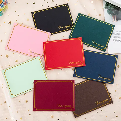 European Style Gold Foil Border Mini Envelopes Multicolor Hot Stamping Invitations Gift Cards Small Envelopes For Wedding Party Celebration