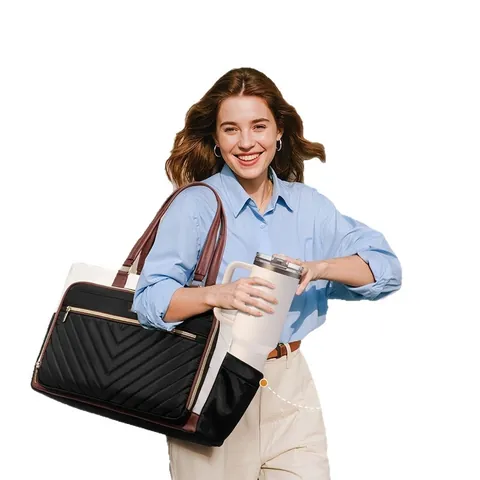 Professionelle Damen Arbeitstasche Große Kapazität Gestepptes PU Leder Laptop Aktentasche Handtasche Für Lehrer Krankenschwestern