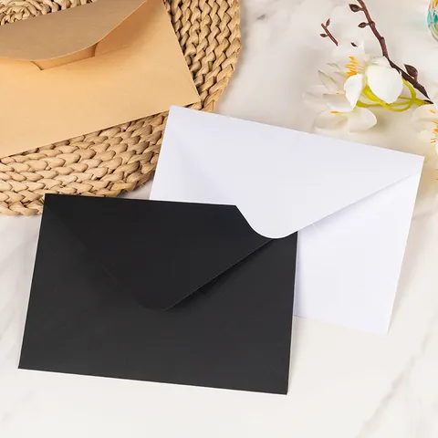 Vintage Western Style V-Flap Envelopes For Postcards Greeting Cards B6 C6 Sizes Kraft Paper Black White Stationery