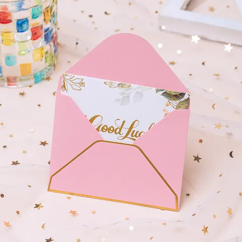 European Style Gold Foil Border Mini Envelopes Multicolor Hot Stamping Invitations Gift Cards Small Envelopes For Wedding Party Celebration
