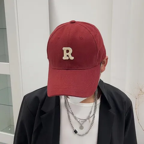 Acrylic Brushed Baseball Cap For Men Women Large Head Circumference Letter R Embroidered Curved Brim Sun Hat Korean Style Snapback