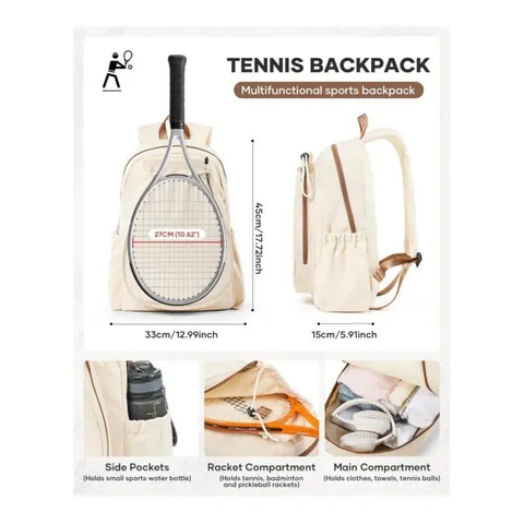 Waterproof Oxford Cloth Tennis Backpack For Men Women Large Capacity Pickleball Bag With Racket Slot For Sports Fitness Outdoor