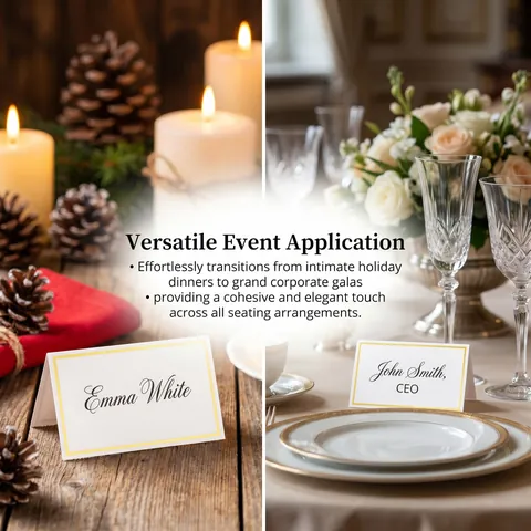 Elegant Wedding Place Cards Gold Foil Border Tent Name Cards For Banquet Table Seating Decoration Kraft White Party Cards