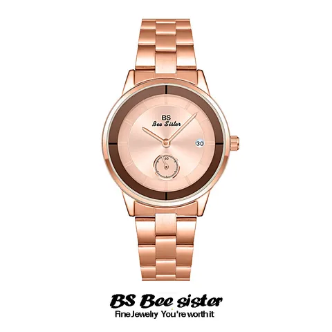 BS Bee Sister Damen Luxus Quarzuhr Legierung Strass Analog Armbanduhr Mit Datum Kleinem Sekundenzifferblatt Stahlband Mode Dress Uhr