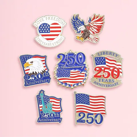 Spilla in Metallo Vintage Americano Per Commemorazione 250 Anniversario USA Aquila Calva Statua Della Libertà Distintivo Smalto Accessorio Giorno Indipendenza