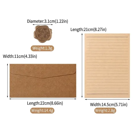 Retro Linen Texture Specialty Paper Envelope Stationery Set Western DL Envelope With Wax Seals For Invitation Letter