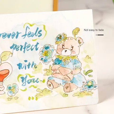 Watercolor Hand-drawn Greeting Card Cartoon Animal Flower Cardstock Wedding Valentine's Day Couple Message Card Anniversary Gift