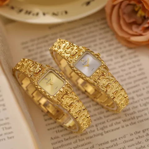 Reloj de Pulsera Vintage para Mujer Lujosa Textura de Lava Aleación Diamante de Imitación Reloj de Cuarzo Elegante Regalo de Joyería para Damas