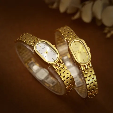 Reloj de Cuarzo Retro de Lujo para Mujer Esfera Ovalada Correa de Acero Inoxidable Elegante Reloj de Pulsera para Dama Joyería de Moda