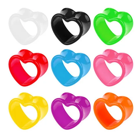 Acrylic Heart Shaped Hollow Ear Gauges Tunnels Cute Fresh Body Piercing Jewelry Stretching Kit Expander For Men Women