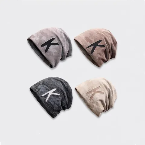 Women Slouchy Beanie Thin Letter K Applique Pullover Cold Hat For Spring Autumn Fashion Acrylic Soft Skull Cap Headwear