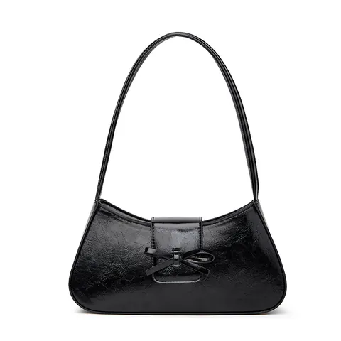 Dames Mode Strik Onderarmtas Minimalistische Baguette Tas Schoudertas PU Leer Werk Kleine Handtas Stijlvolle Woon-werkverkeer Tas