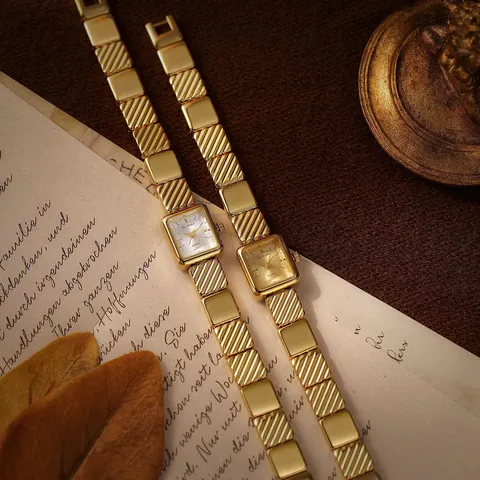 BS Bee Sister Reloj de Cuarzo para Mujer Vintage Lujo Correa de Metal de Aleación Rectangular Reloj de Pulsera Retro Moderno