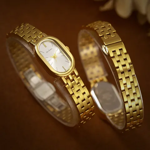 Reloj de Cuarzo Retro de Lujo para Mujer Esfera Ovalada Correa de Acero Inoxidable Elegante Reloj de Pulsera para Dama Joyería de Moda