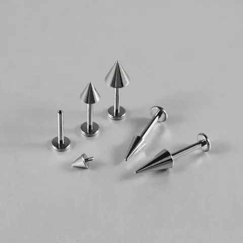 Solid G23 Titanium Internally Threaded Labret Stud Round Ball Spike Cone Lip Ring Body Piercing Jewelry For Women Men
